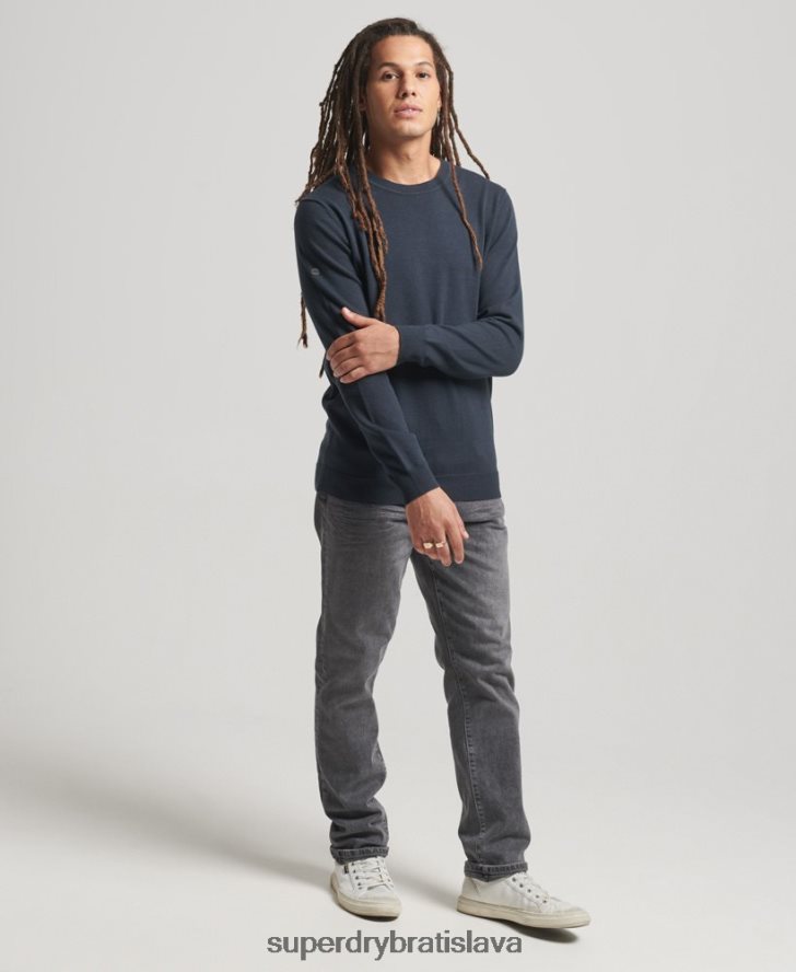 Superdry muži bavlnený pletený sveter 6B4ZTR5322 oblečenie námorníctvo