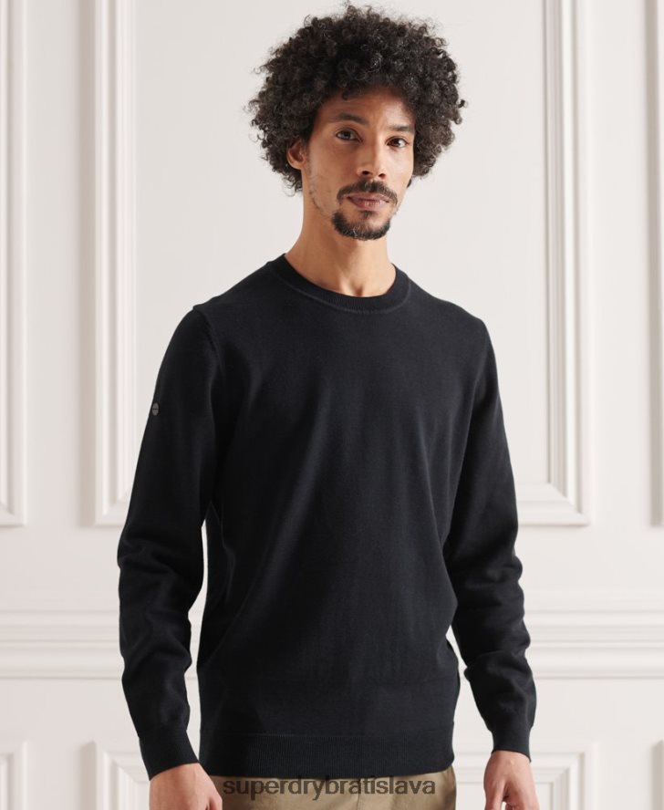 Superdry muži bavlnený pletený sveter 6B4ZTR5338 oblečenie čierna