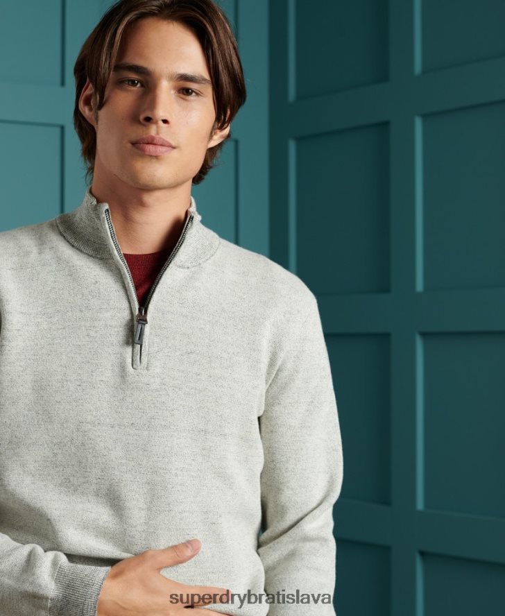 Superdry muži bavlnený sveter henley oranžový štítok 6B4ZTR1358 oblečenie svetlo šedá