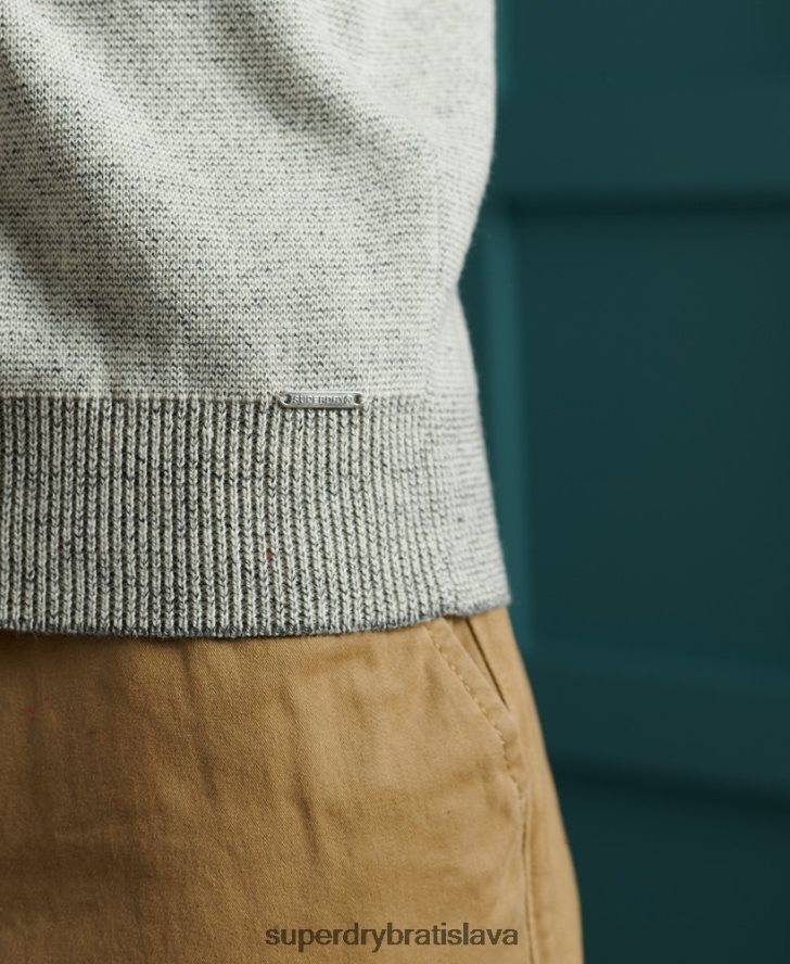 Superdry muži bavlnený sveter henley oranžový štítok 6B4ZTR1358 oblečenie svetlo šedá