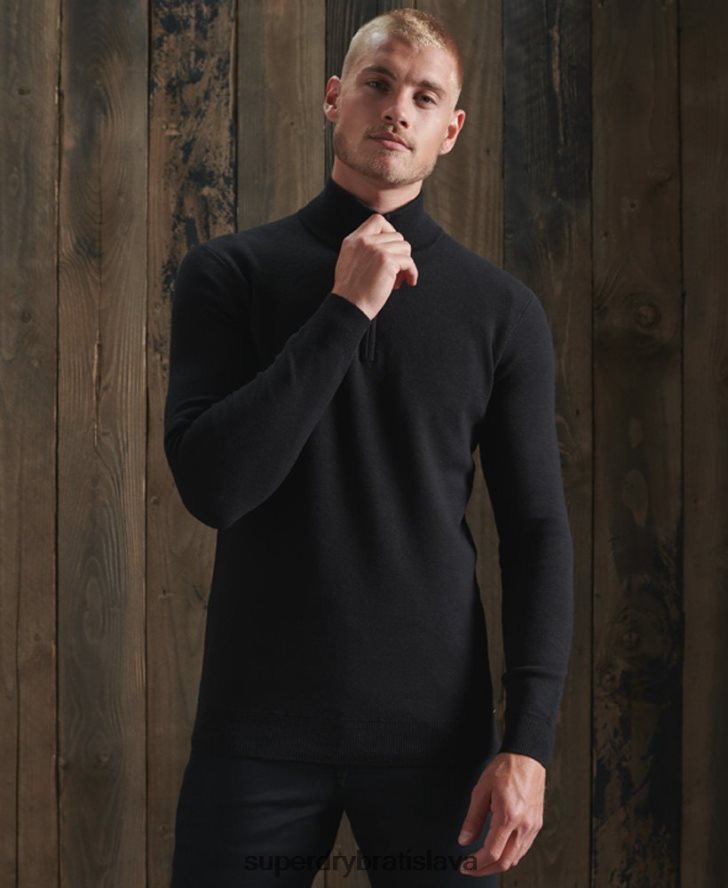 Superdry muži bavlnený sveter henley oranžový štítok 6B4ZTR5331 oblečenie čierna