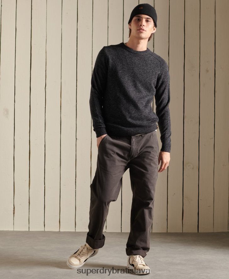 Superdry muži harlo crew jumper 6B4ZTR5326 oblečenie čierna