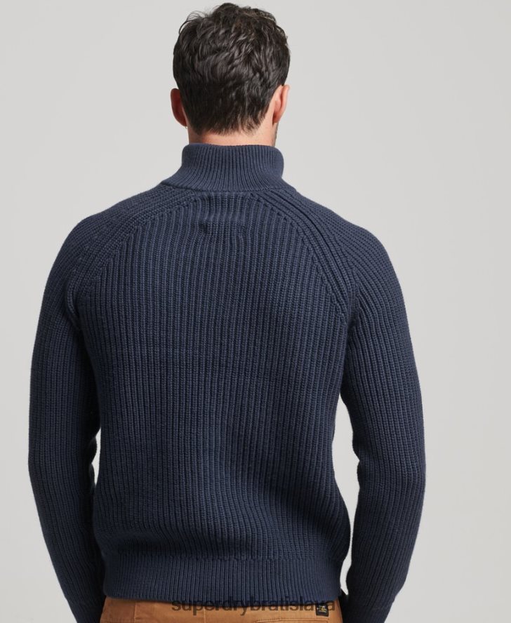 Superdry muži henley jumper 6B4ZTR1255 oblečenie námorníctvo