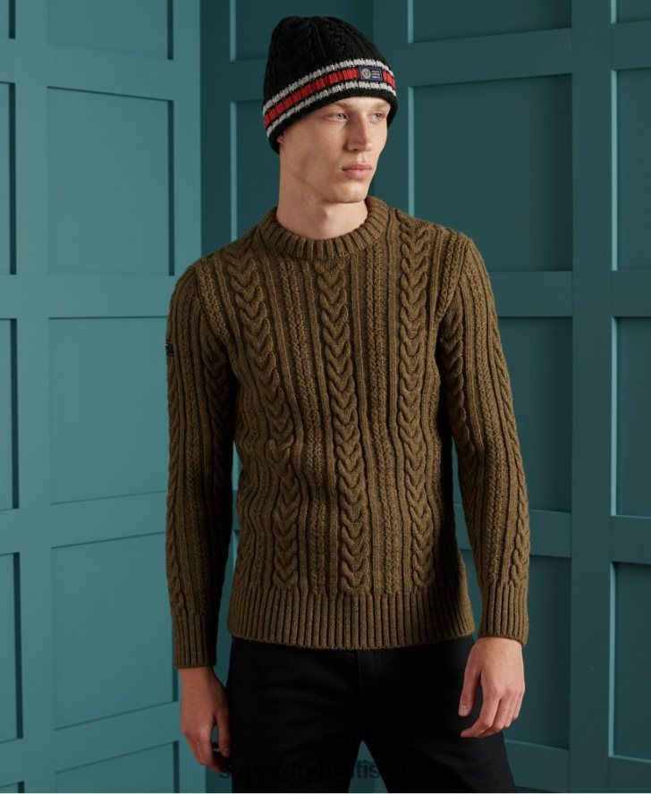 Superdry muži jacob cable crew jumper 6B4ZTR1363 oblečenie zelená