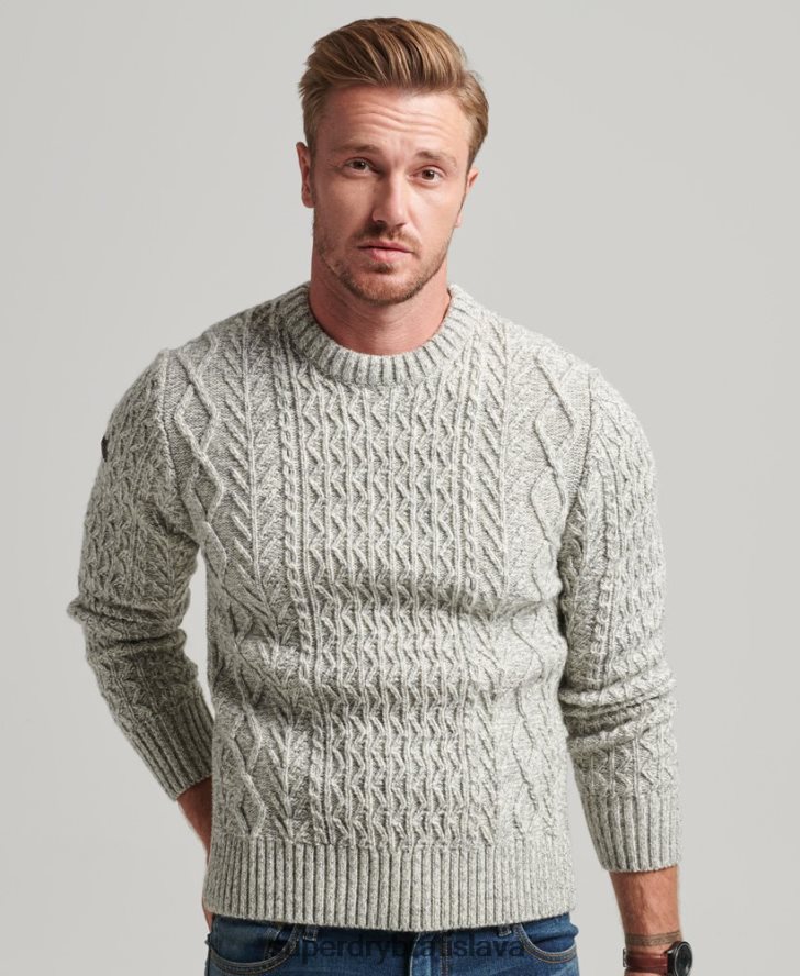 Superdry muži jacob cable crew jumper 6B4ZTR5250 oblečenie sivá
