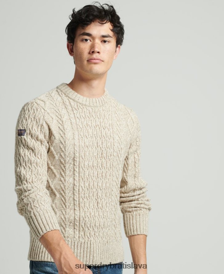 Superdry muži jacob cable crew jumper 6B4ZTR5252 oblečenie béžová