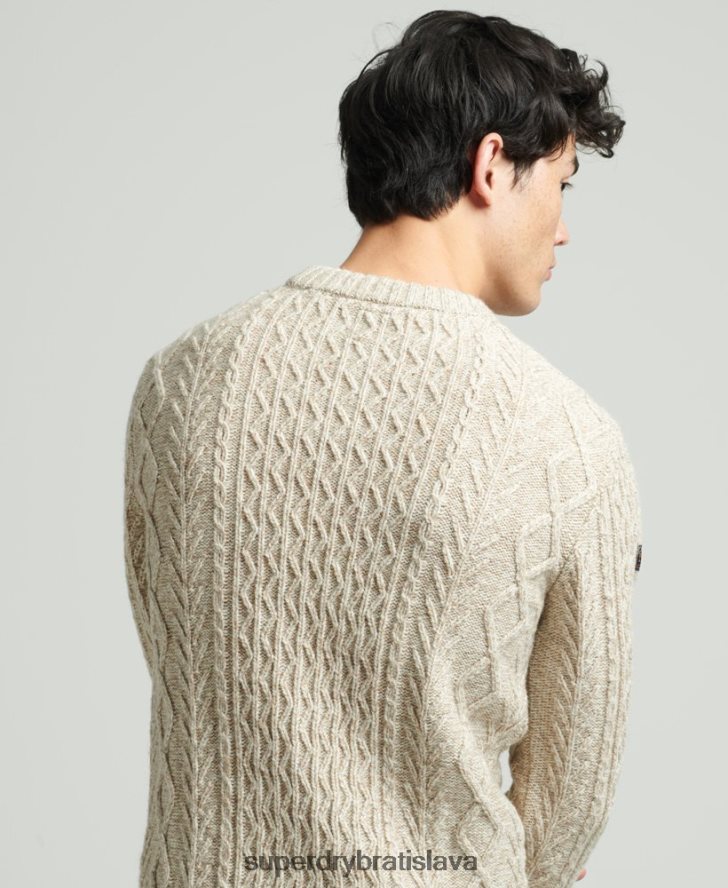 Superdry muži jacob cable crew jumper 6B4ZTR5252 oblečenie béžová