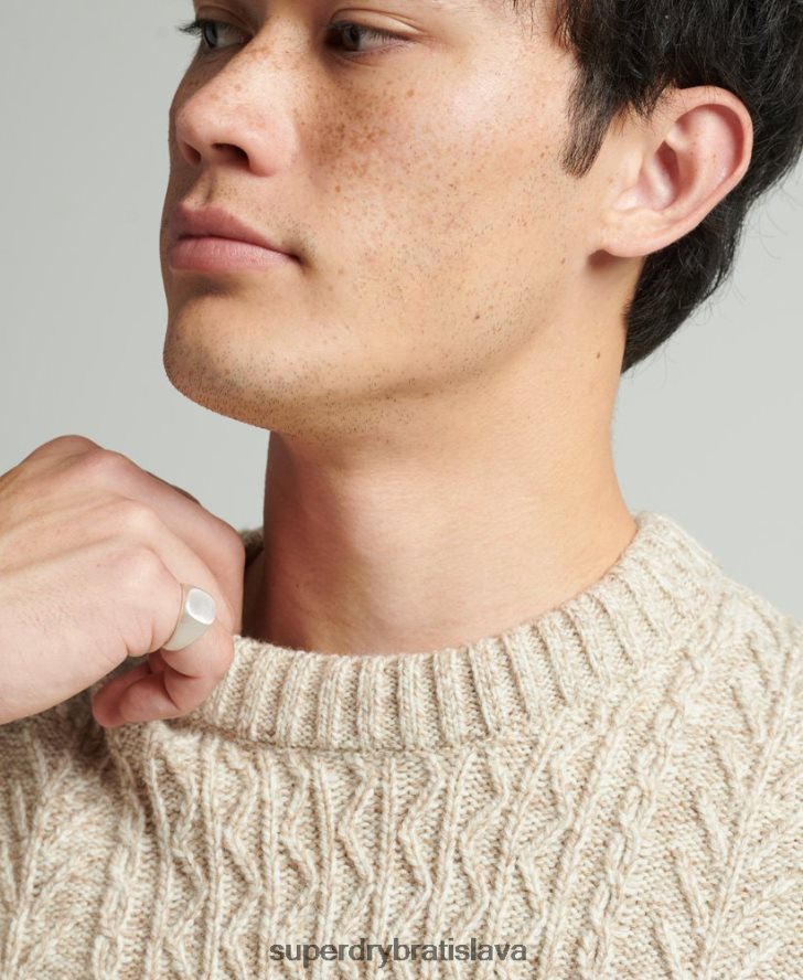 Superdry muži jacob cable crew jumper 6B4ZTR5252 oblečenie béžová