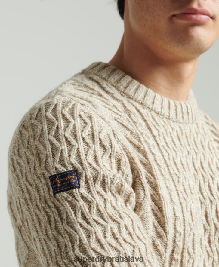 Superdry muži jacob cable crew jumper 6B4ZTR5252 oblečenie béžová