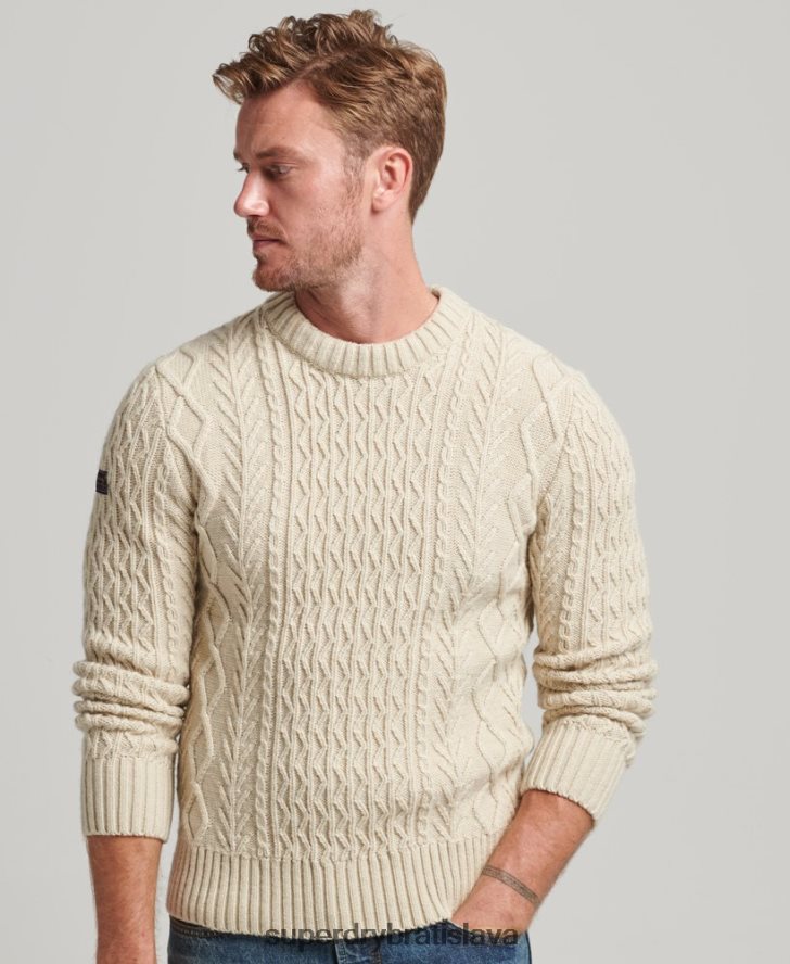Superdry muži jacob cable crew jumper 6B4ZTR5255 oblečenie krém
