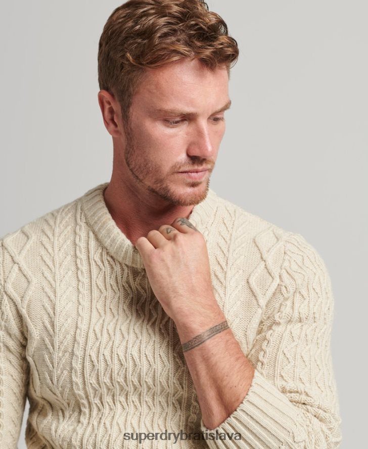 Superdry muži jacob cable crew jumper 6B4ZTR5255 oblečenie krém