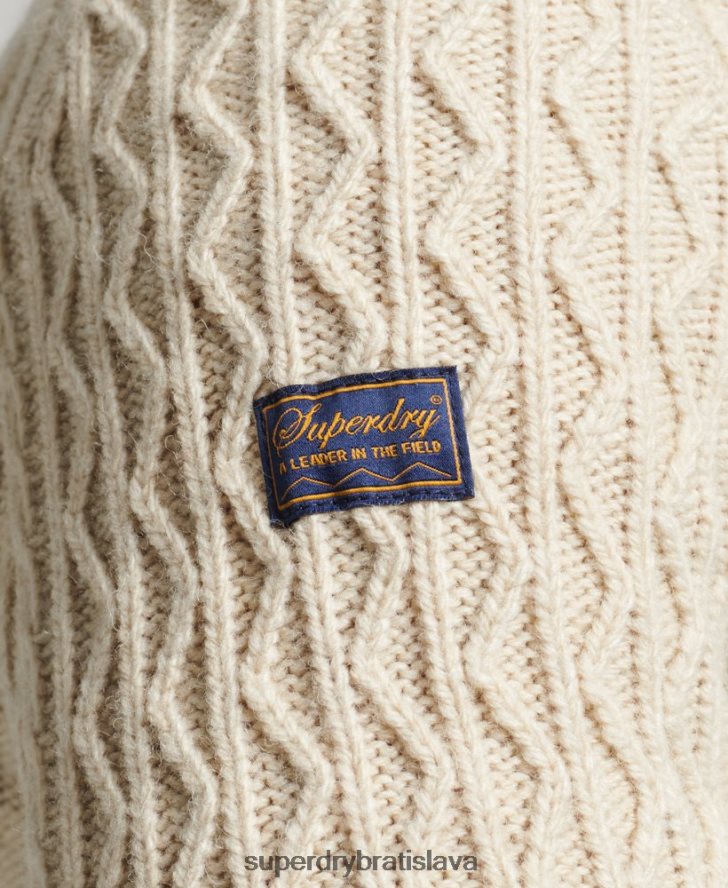 Superdry muži jacob cable crew jumper 6B4ZTR5255 oblečenie krém