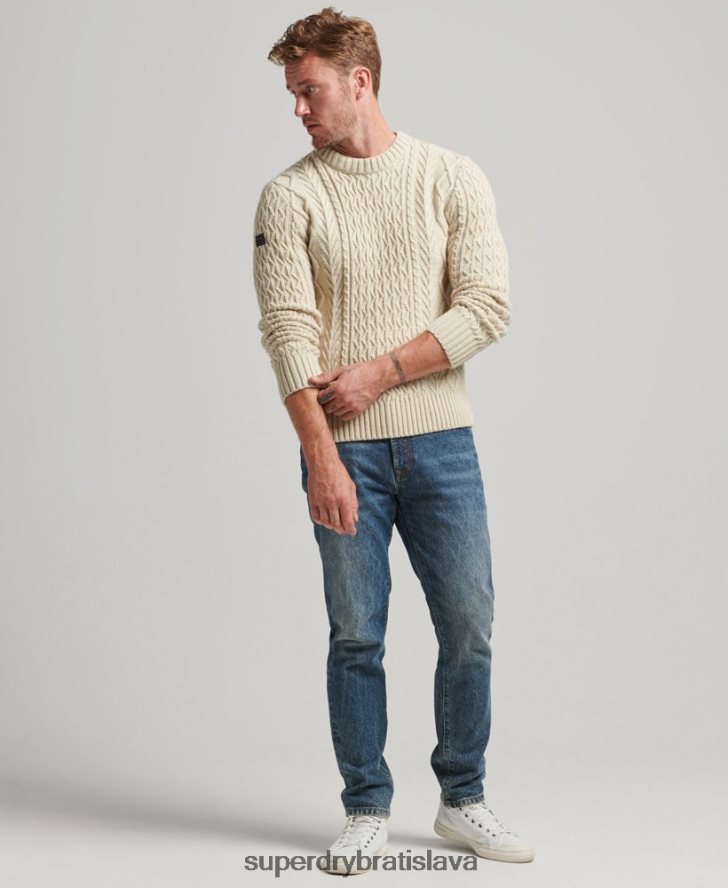 Superdry muži jacob cable crew jumper 6B4ZTR5255 oblečenie krém