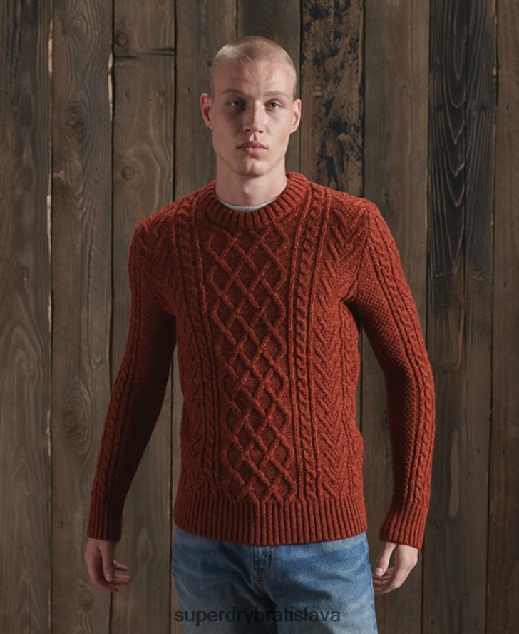 Superdry muži jacob cable crew jumper 6B4ZTR5348 oblečenie oranžová