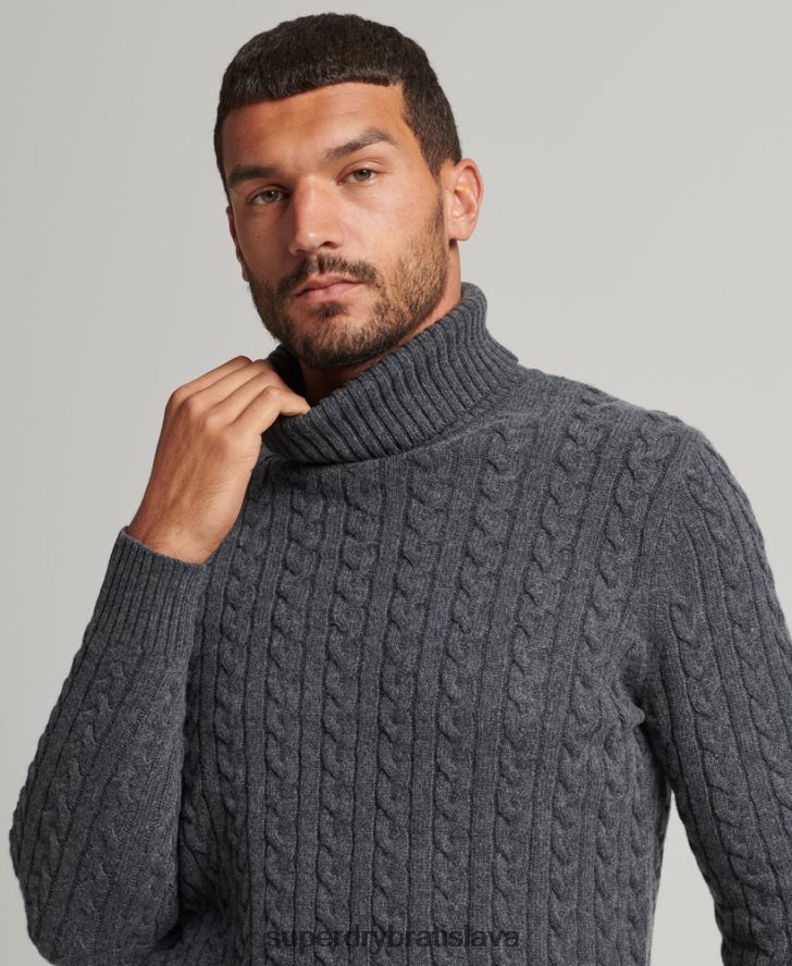 Superdry muži káblový prepojka na krk 6B4ZTR1299 oblečenie tmavošedý