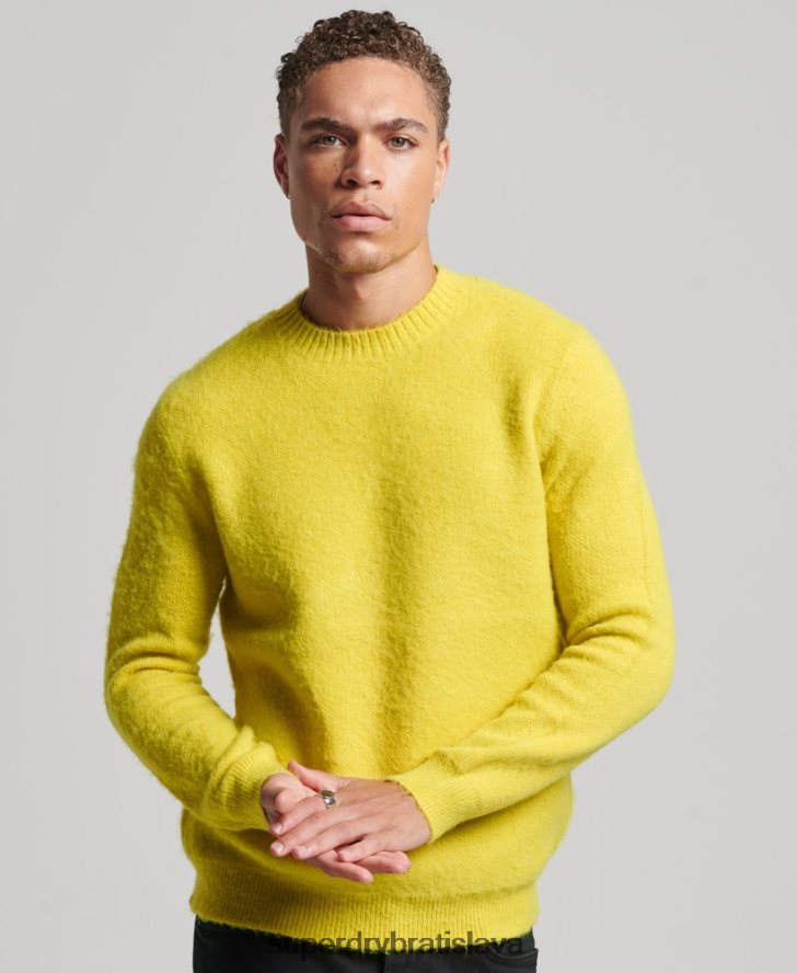 Superdry muži kefový pletený sveter 6B4ZTR5242 oblečenie žltá