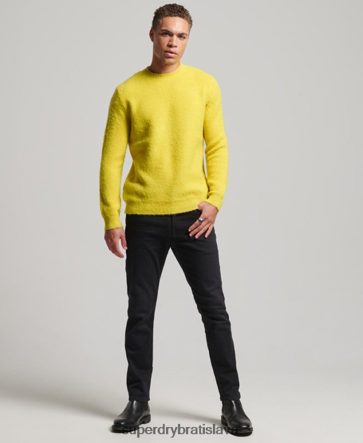 Superdry muži kefový pletený sveter 6B4ZTR5242 oblečenie žltá