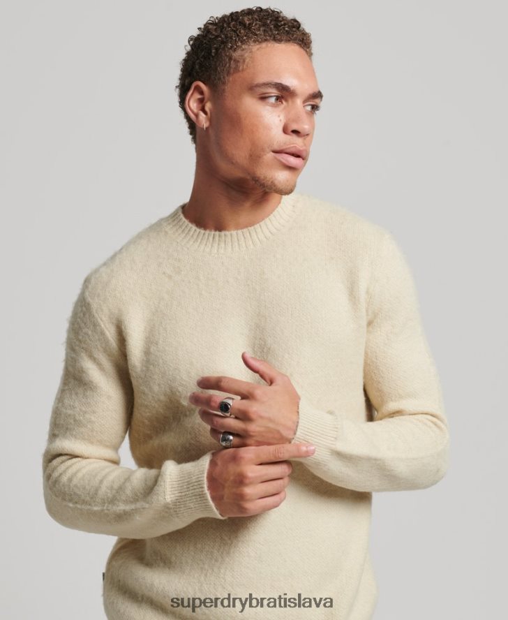 Superdry muži kefový pletený sveter 6B4ZTR5247 oblečenie béžová