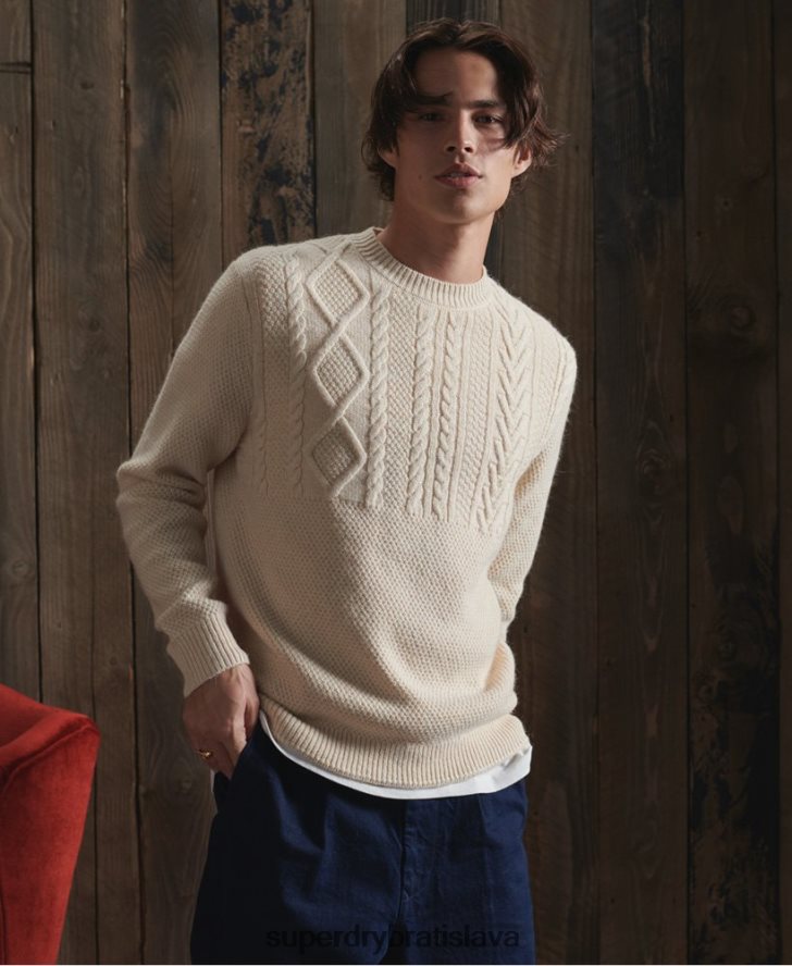 Superdry muži limitovaná edícia suchého rybárskeho svetra 6B4ZTR5351 oblečenie biely