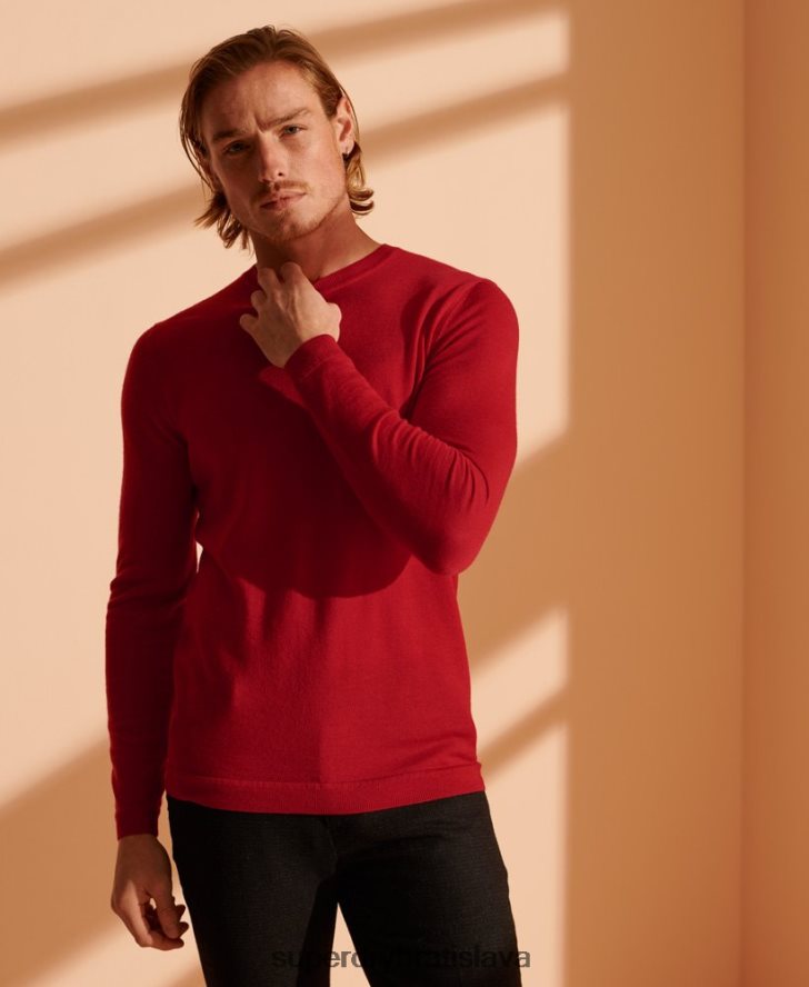 Superdry muži merino ľahký posádkový sveter 6B4ZTR1341 oblečenie červená