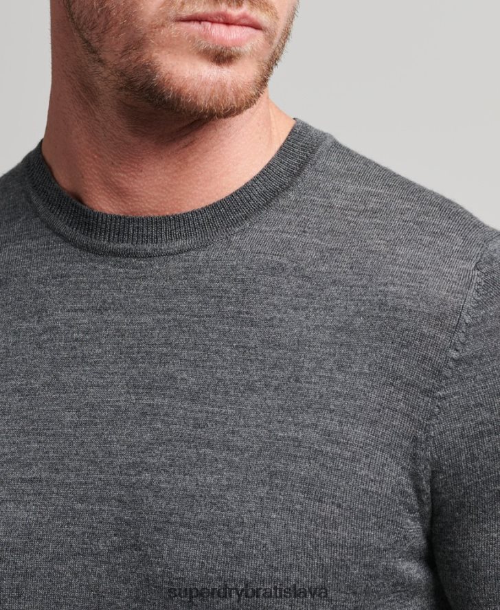 Superdry muži merino crew sveter na krk 6B4ZTR1257 oblečenie tmavošedý