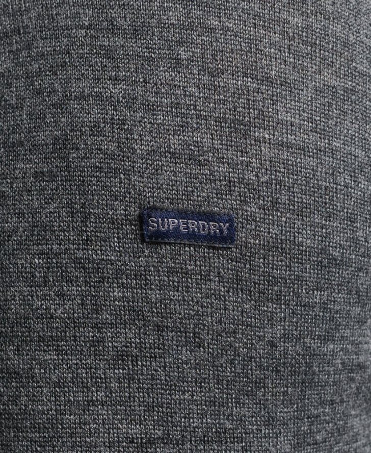 Superdry muži merino crew sveter na krk 6B4ZTR1257 oblečenie tmavošedý