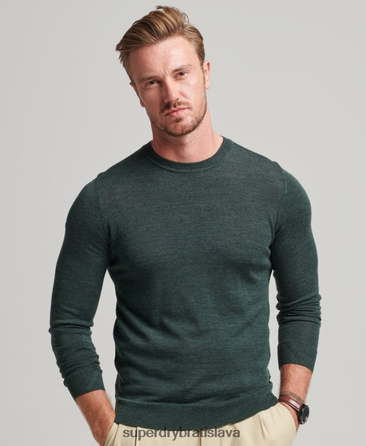 Superdry muži merino crew sveter na krk 6B4ZTR1271 oblečenie tmavošedý