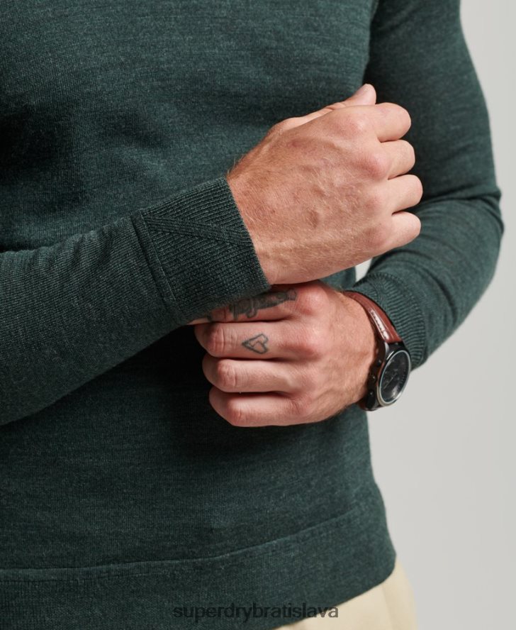 Superdry muži merino crew sveter na krk 6B4ZTR1271 oblečenie tmavošedý