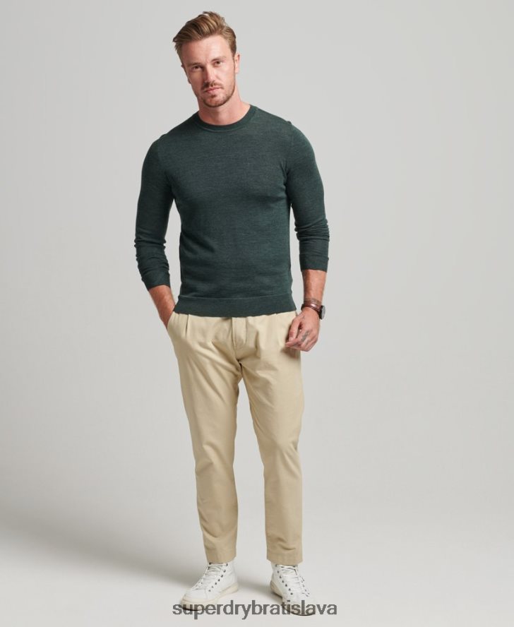 Superdry muži merino crew sveter na krk 6B4ZTR1271 oblečenie tmavošedý