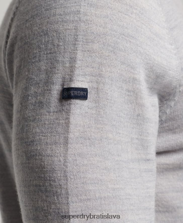 Superdry muži merino crew sveter na krk 6B4ZTR1287 oblečenie svetlo šedá