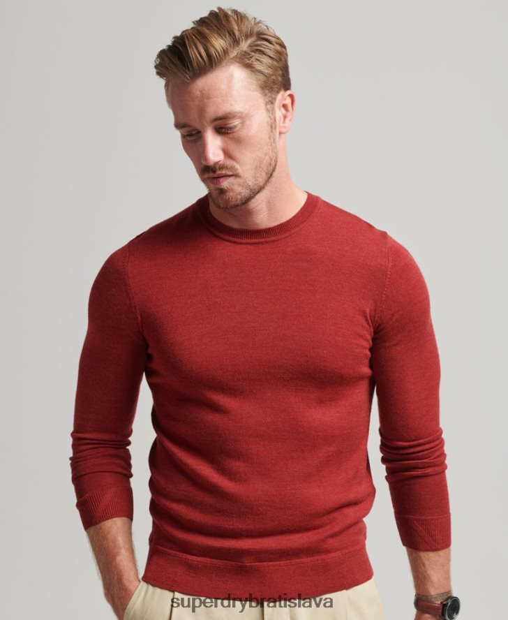 Superdry muži merino crew sveter na krk 6B4ZTR1290 oblečenie červená