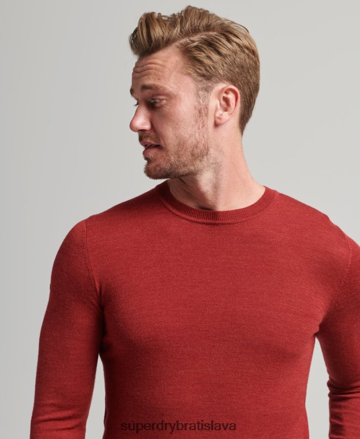 Superdry muži merino crew sveter na krk 6B4ZTR1290 oblečenie červená