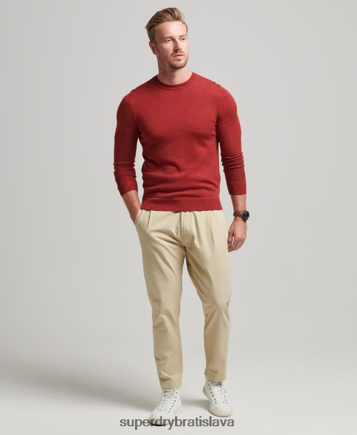 Superdry muži merino crew sveter na krk 6B4ZTR1290 oblečenie červená