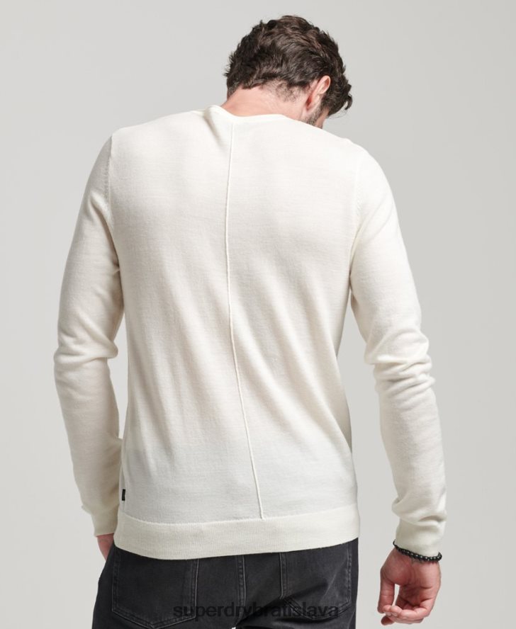 Superdry muži merino crew výstrih henley pletený top 6B4ZTR1520 oblečenie krém