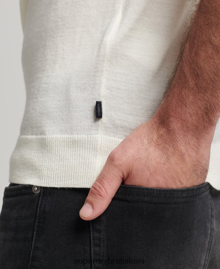 Superdry muži merino crew výstrih henley pletený top 6B4ZTR1520 oblečenie krém
