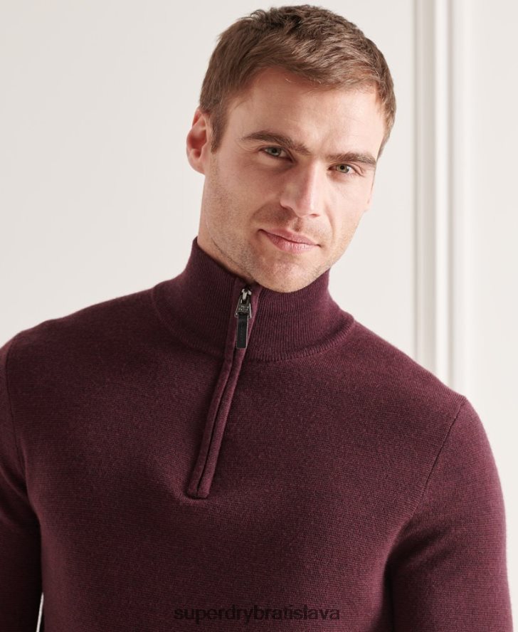 Superdry muži merino henley sveter 6B4ZTR5339 oblečenie Fialová