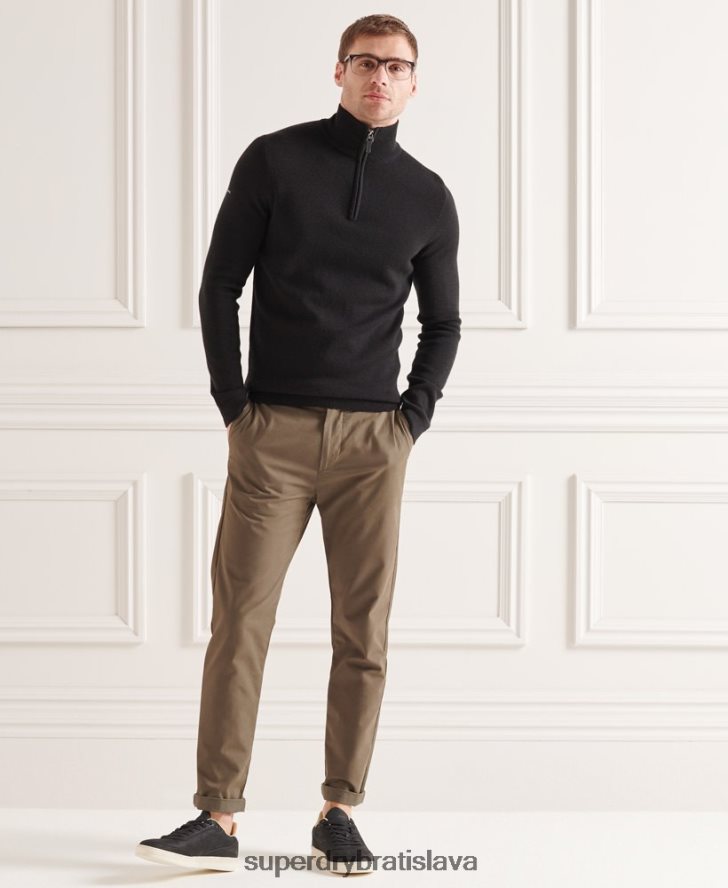 Superdry muži merino henley sveter 6B4ZTR5349 oblečenie čierna