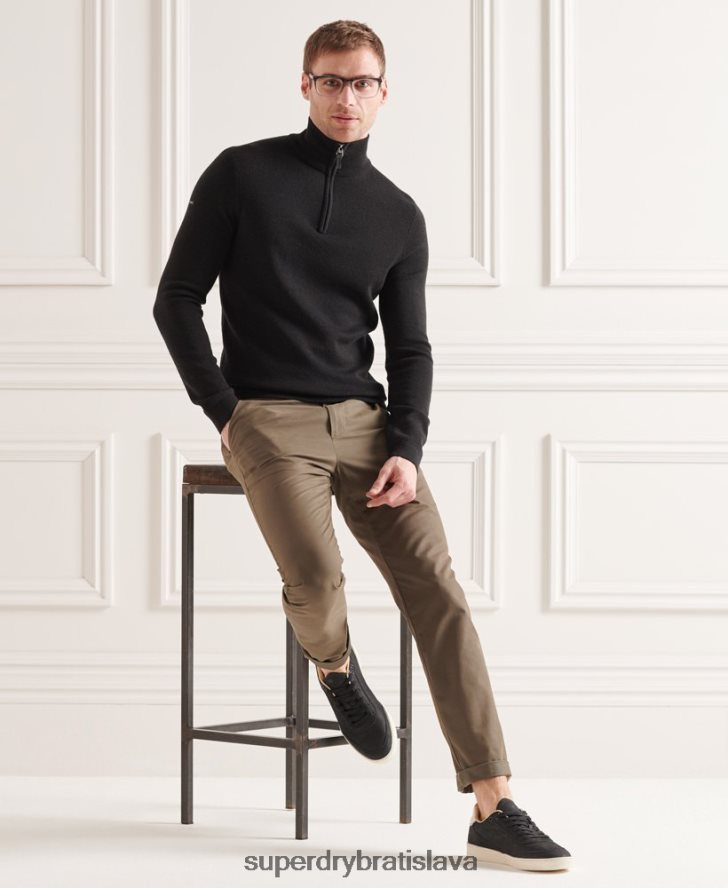 Superdry muži merino henley sveter 6B4ZTR5349 oblečenie čierna