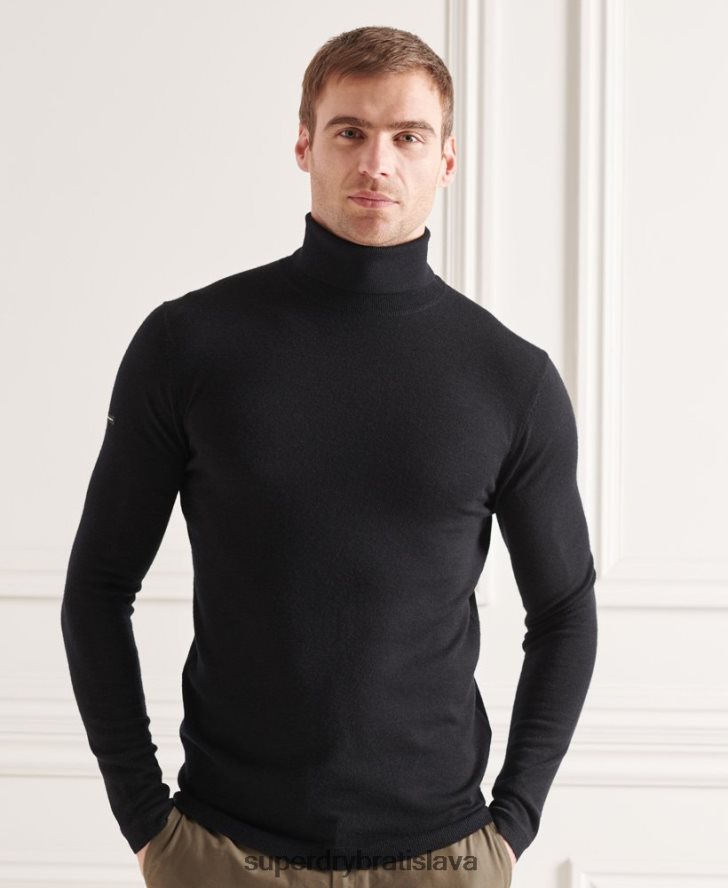 Superdry muži merino rolák 6B4ZTR1332 oblečenie čierna