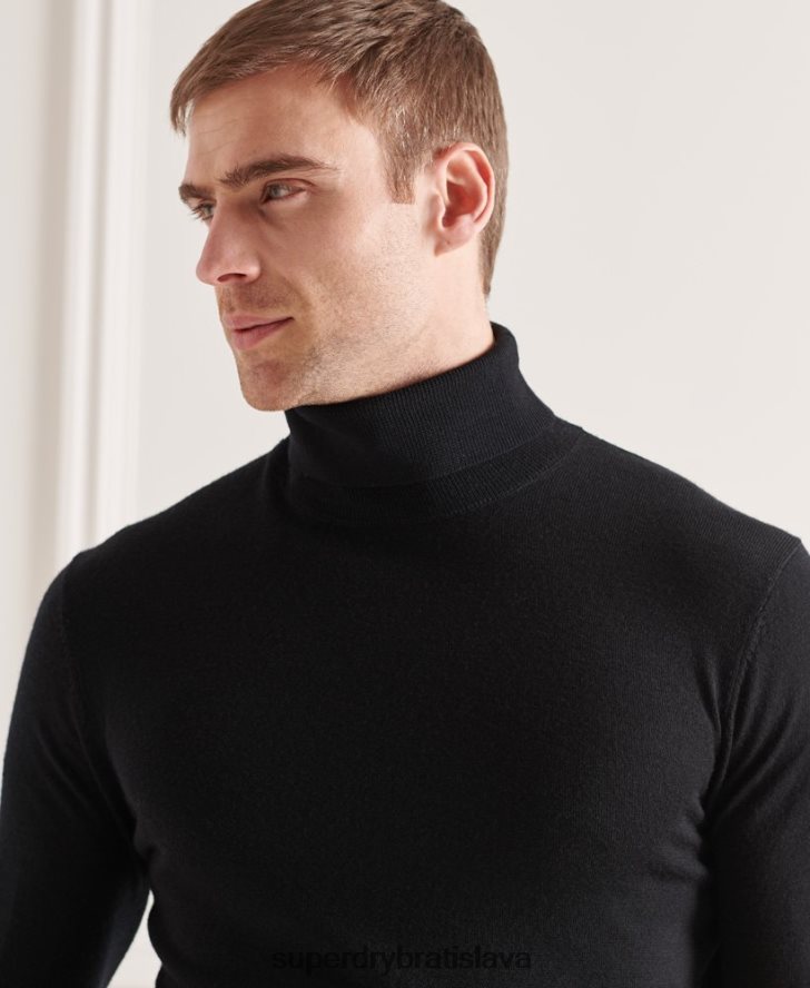 Superdry muži merino rolák 6B4ZTR1332 oblečenie čierna