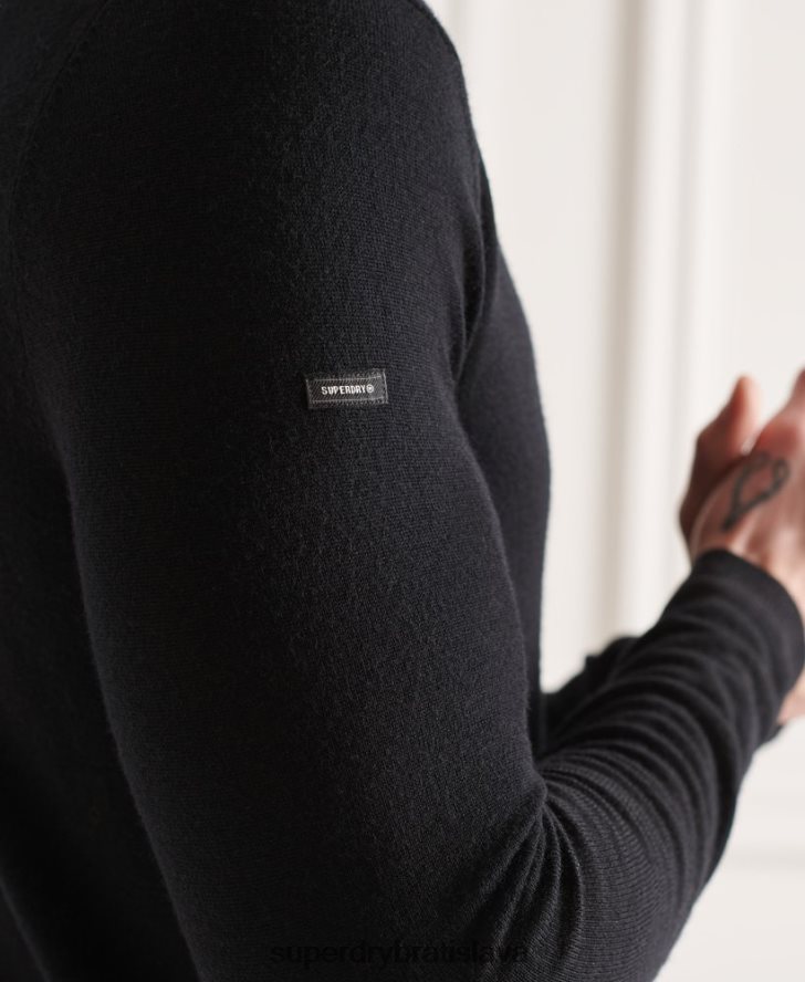 Superdry muži merino rolák 6B4ZTR1332 oblečenie čierna