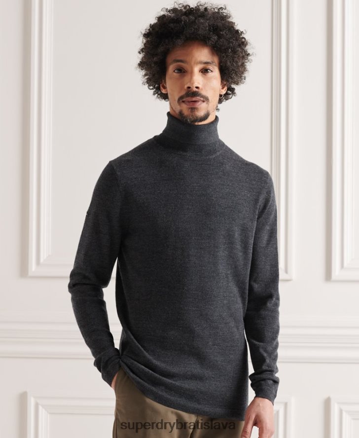 Superdry muži merino rolák 6B4ZTR1336 oblečenie tmavošedý