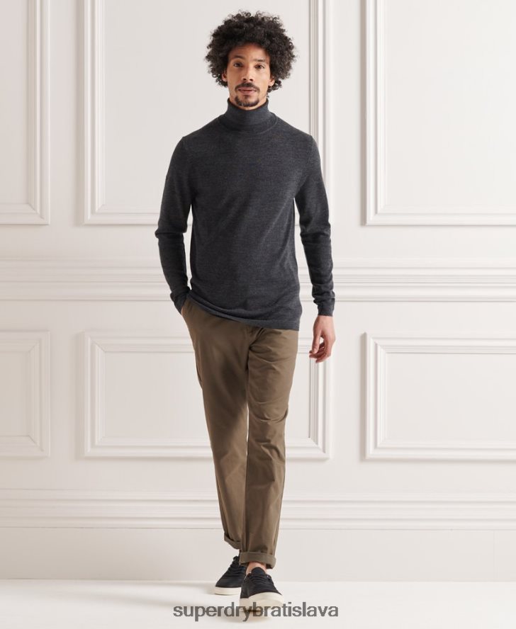 Superdry muži merino rolák 6B4ZTR1336 oblečenie tmavošedý