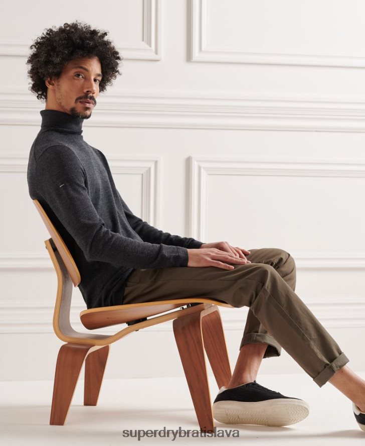 Superdry muži merino rolák 6B4ZTR1336 oblečenie tmavošedý