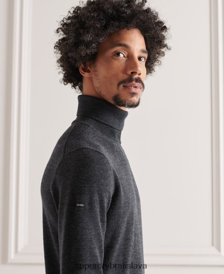 Superdry muži merino rolák 6B4ZTR1336 oblečenie tmavošedý