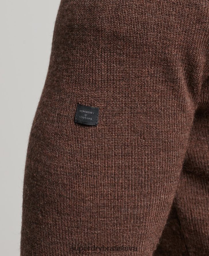 Superdry muži merino sveter na polovičný zips 6B4ZTR1316 oblečenie hnedá