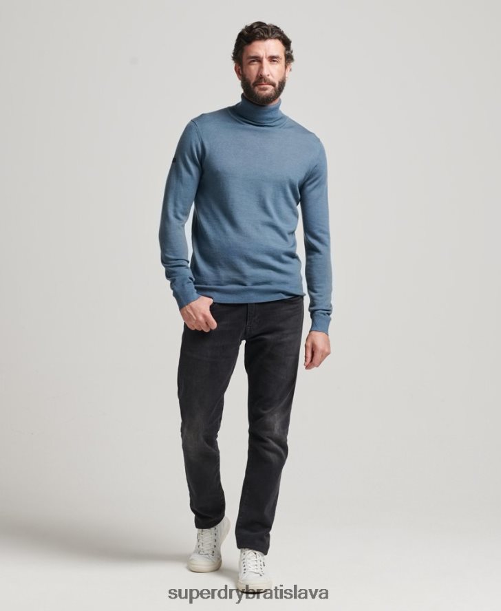 Superdry muži merino sveter s rolákom 6B4ZTR1278 oblečenie Modrá