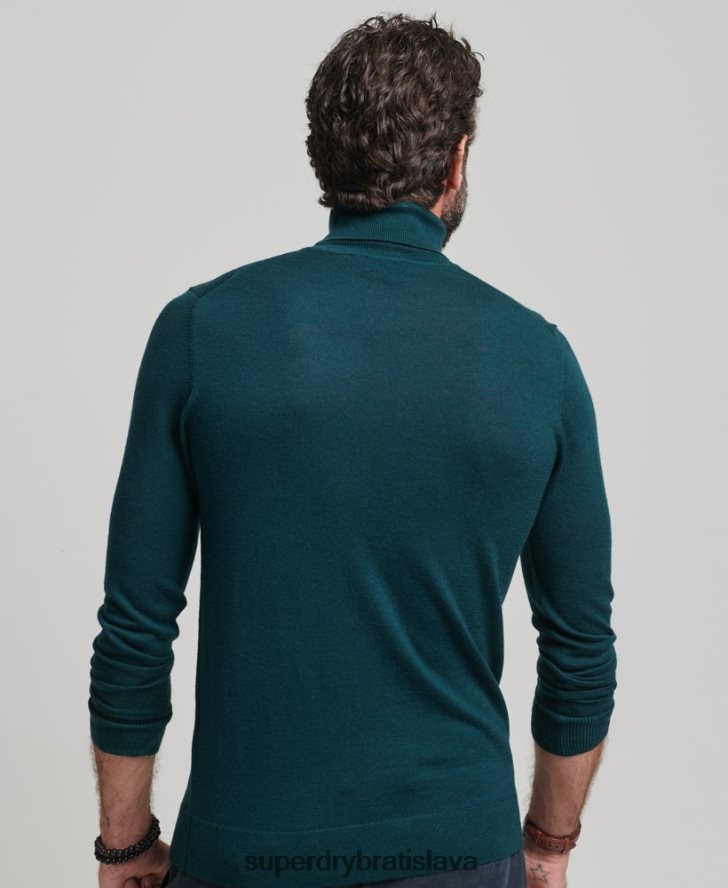 Superdry muži merino sveter s rolákom 6B4ZTR1291 oblečenie zelená