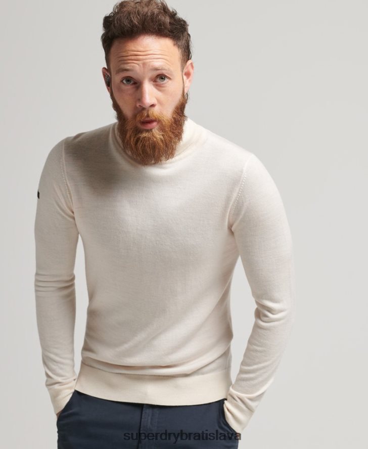 Superdry muži merino sveter s rolákom 6B4ZTR1292 oblečenie krém