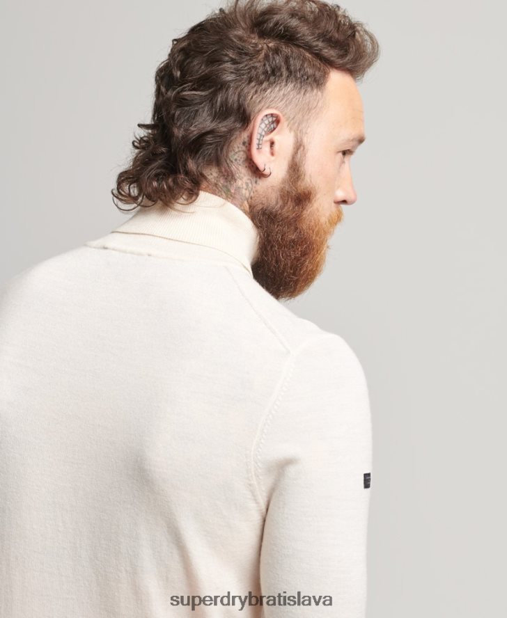 Superdry muži merino sveter s rolákom 6B4ZTR1292 oblečenie krém
